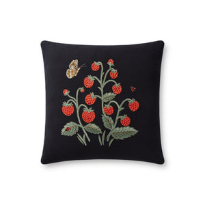 Loloi's PILLOWS rug, Style: PRP0021 Strawberries Black. At the cheapest price in the 18" x 18" Cover w/Down size.
