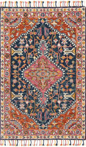 Loloi's Zharah rug, Style: ZR-01 Navy / Multi. At the cheapest price in the 9'-3" x 13' size.